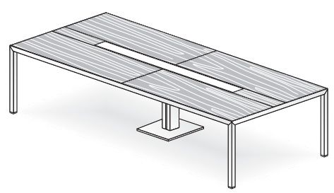 Стол для переговоров прямоугольный с кабель-каналом и треем карамель