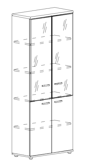 Шкаф со стеклянными дверьми в алюминиевой рамке дуб шамони / венге