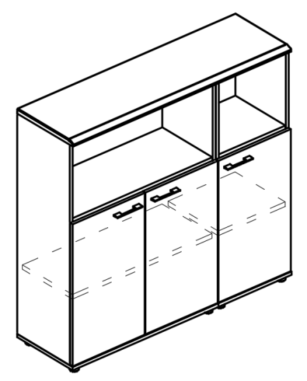 Шкаф средний комбинированный полузакрытый (топ МДФ)  вяз либерти / мокко премиум