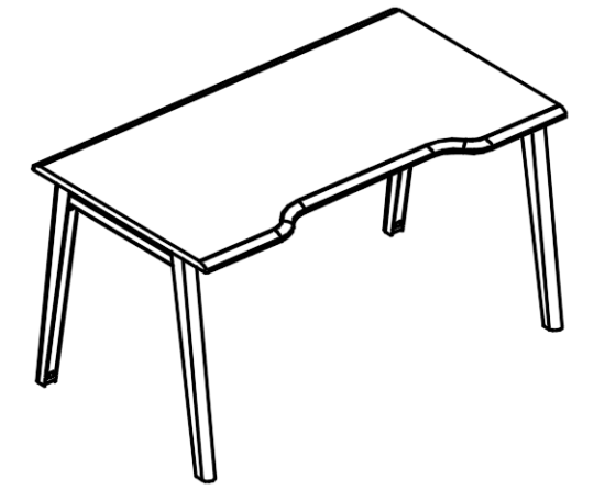 Стол эргономичный Симметрия каркасе МТ 2 скоса  мокко премиум / белый, вставка мокко