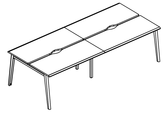 Рабочая станция с опорами МТ 1 скос (4х120) вяз либерти / белый, вставка мокко